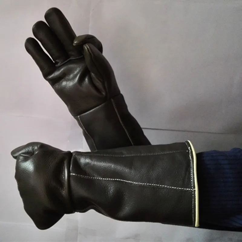 

Free shipping hot selling lengthen 42cm genuine cow leather gloves safety work protect wear resistant drive thermal keep winter