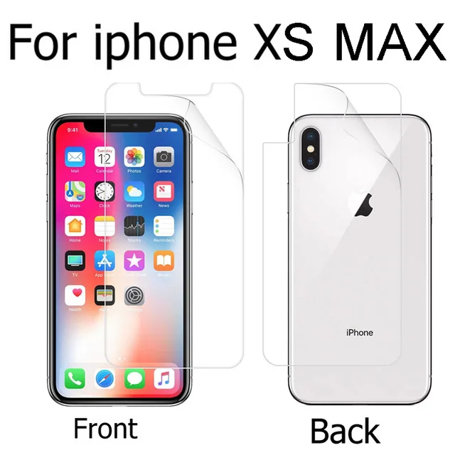 For iphone XS MAX 1 пара(передняя+ задняя) HD lcd прозрачная глянцевая пленка для iphone 4 4G 4S 5 5g 5S 6 6s 6s 7x8 10 plus Защитная пленка для экрана - Цвет: For iphone XS MAX