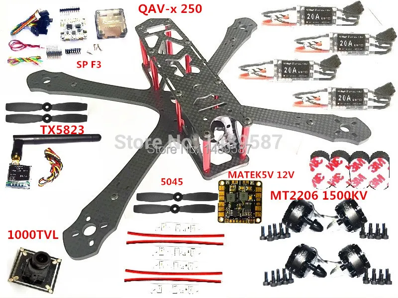 FPV QAV X Carbon fiber Racing drone250mm upgrade QAV250 R 220 F3 NAZE32 MT2206 1500KV Motor LittleBee 20AESC TS5823 1000TVL|naze32 f3|qav250