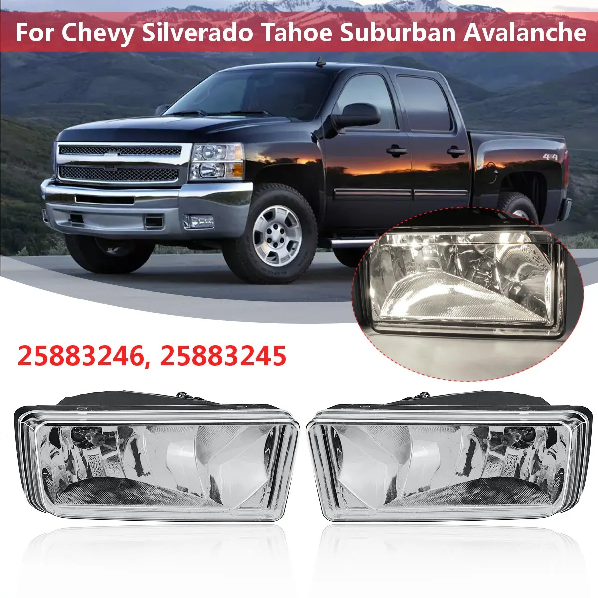 Пара 12 V прозрачные передние противотуманные фары для Chevy для Silverado для Tahoe для Suburban 2007 2008 2009 2010 2011 2012 2013