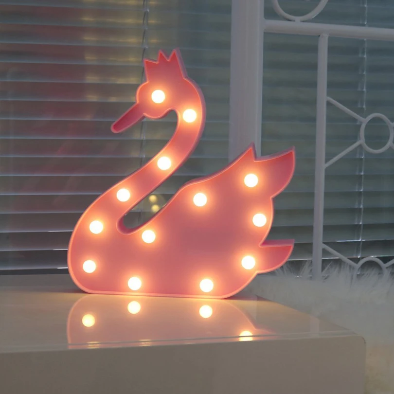 Luminaria Unicornion оригинальная Ночная подсветка 3D лампа Лебедь вечерние лампы шатер письмо знак Рождество светящиеся огни подарок для маленьких детей Декор