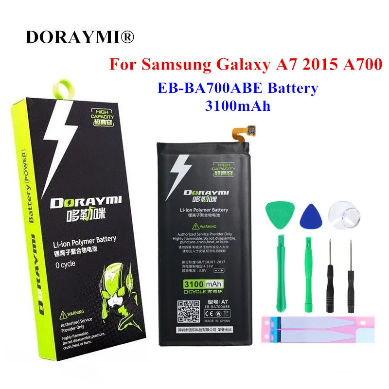 Аккумулятор DORAYMI 3100 мАч для Samsung Galaxy A7 2015 сменные батареи A700 A7000 A700L A700F A700FD
