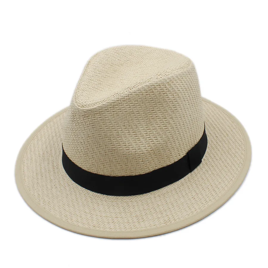 Summer Women Men Beach Toquilla Straw Panama Sun Hat For Elegant Lady Gentleman Gangster Trilby Fedora Cap Boater Dad | Аксессуары для