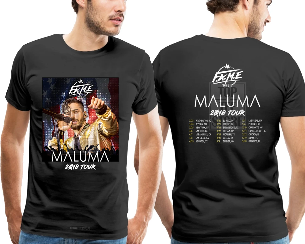Футболка malfame Tour 2018 с датой черный цвет новый дизайн|Мужские футболки| |