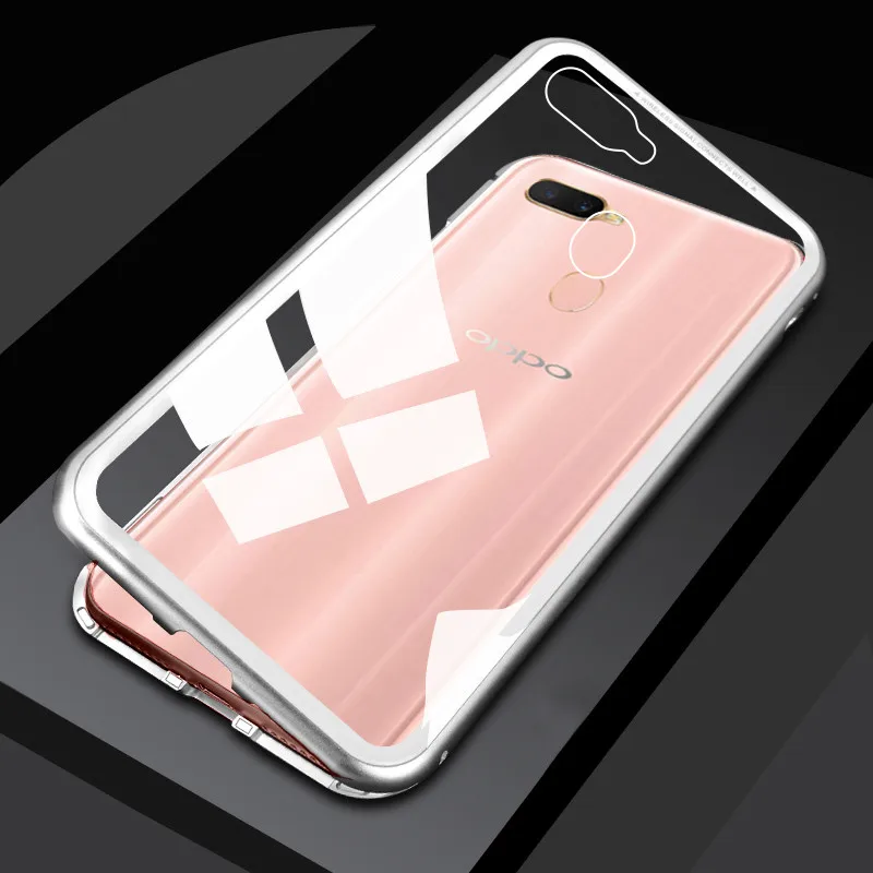 DaTTap Магнитный адсорбционный чехол для телефона для OPPO AX7 A7 Магнитная металлическая рамка Прозрачный чехол из закаленного стекла для OPPO A7 чехол s Capa