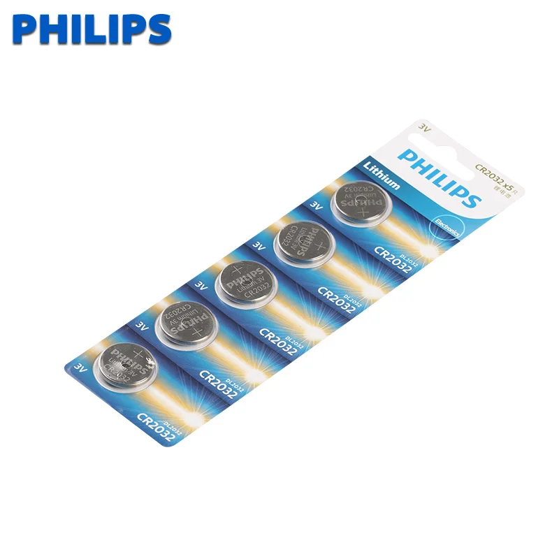 Philips 5 шт. CR2032 кнопочные батареи BR2032 DL2032 ECR2032 ячейка монета литиевая батарея 3 в CR 2032 для часов Электронные игрушки дистанционного управления