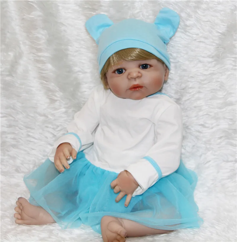 

22" 55cm Real Full silicone reborn babies dolls newborn baby blond hair girl doll bebe toys reborn bonecas brinquedos