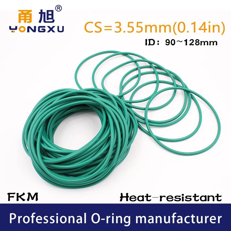 

Fluorine rubber Ring FKM O-rings Seals CS3.55mm ID90/92.5/95/97.5/100/118/128*3.55mm O Ring Seal Gasket Oil Ring Sealing Washer