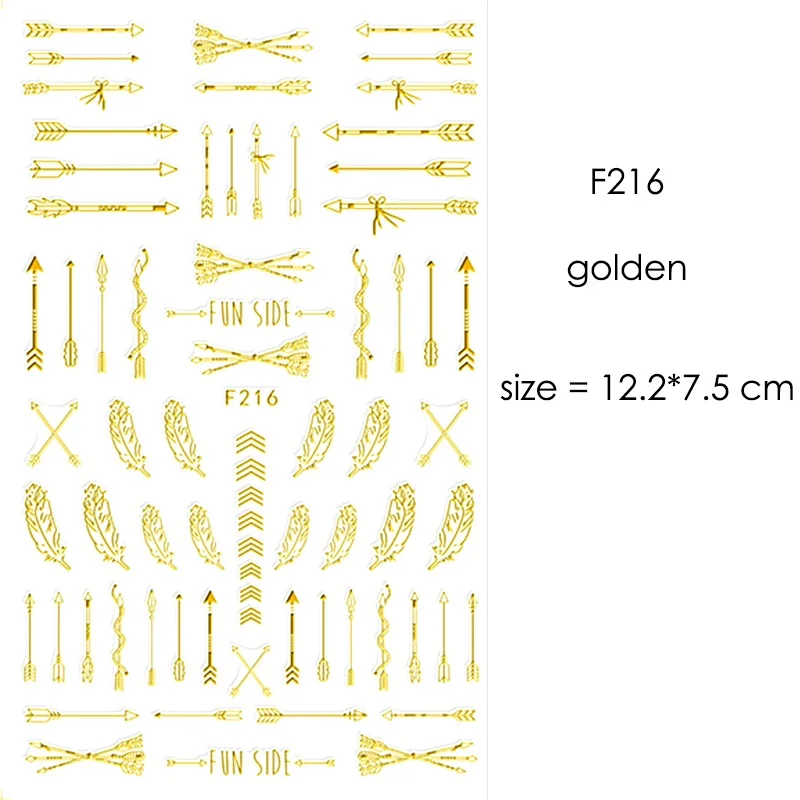 F212-F218 наклейки для ногтей серии s F 12*7,5 см белый черный золотой серебряный узор самоклеющиеся наклейки для украшения ногтей