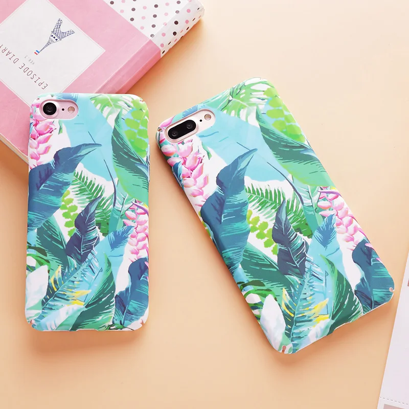 Fashion phone case для iphone 7 plus 6 6s плюс жесткий задняя крышка тропический банановые листья