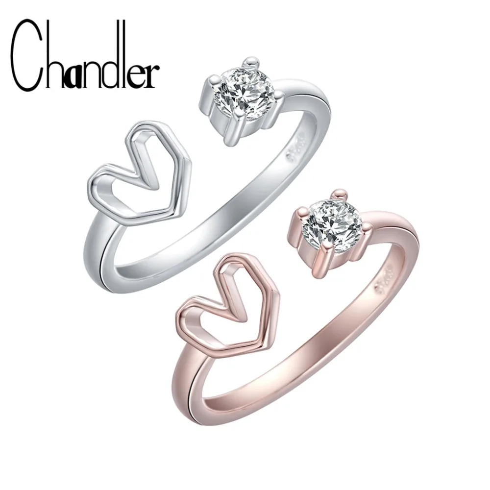 Кольца Chandler в виде розы для пар Открытое кольцо с прозрачным кристаллом