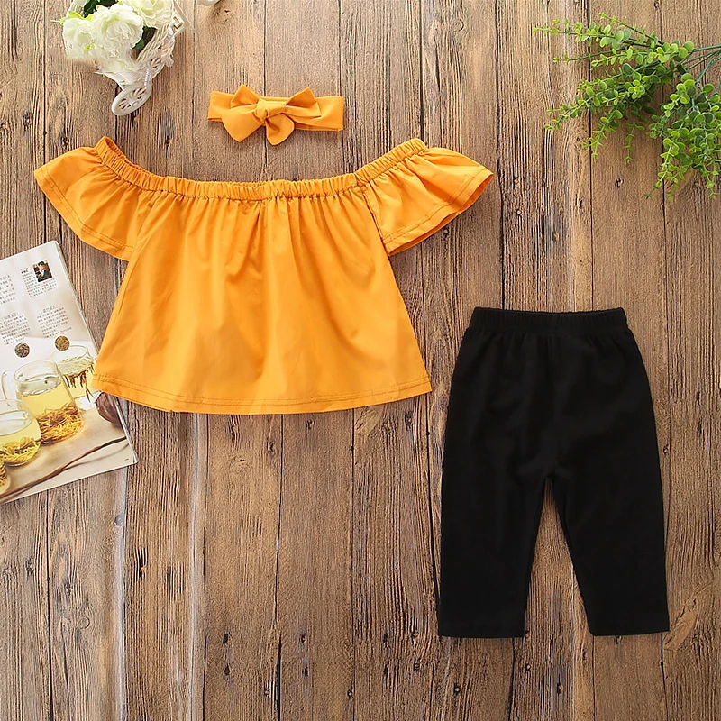 Комплект детской одежды из 2 предметов для маленьких девочек рубашка с открытыми