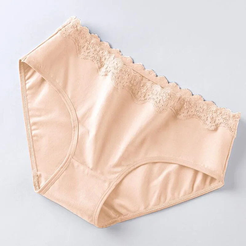 beige BllooBeell, женское хлопковое белье, трусы для девушек, трусики для женщин, сексуальные кружевные штаны, средняя посадка, дамское нижнее белье, удобное, милое - Цвет: beige