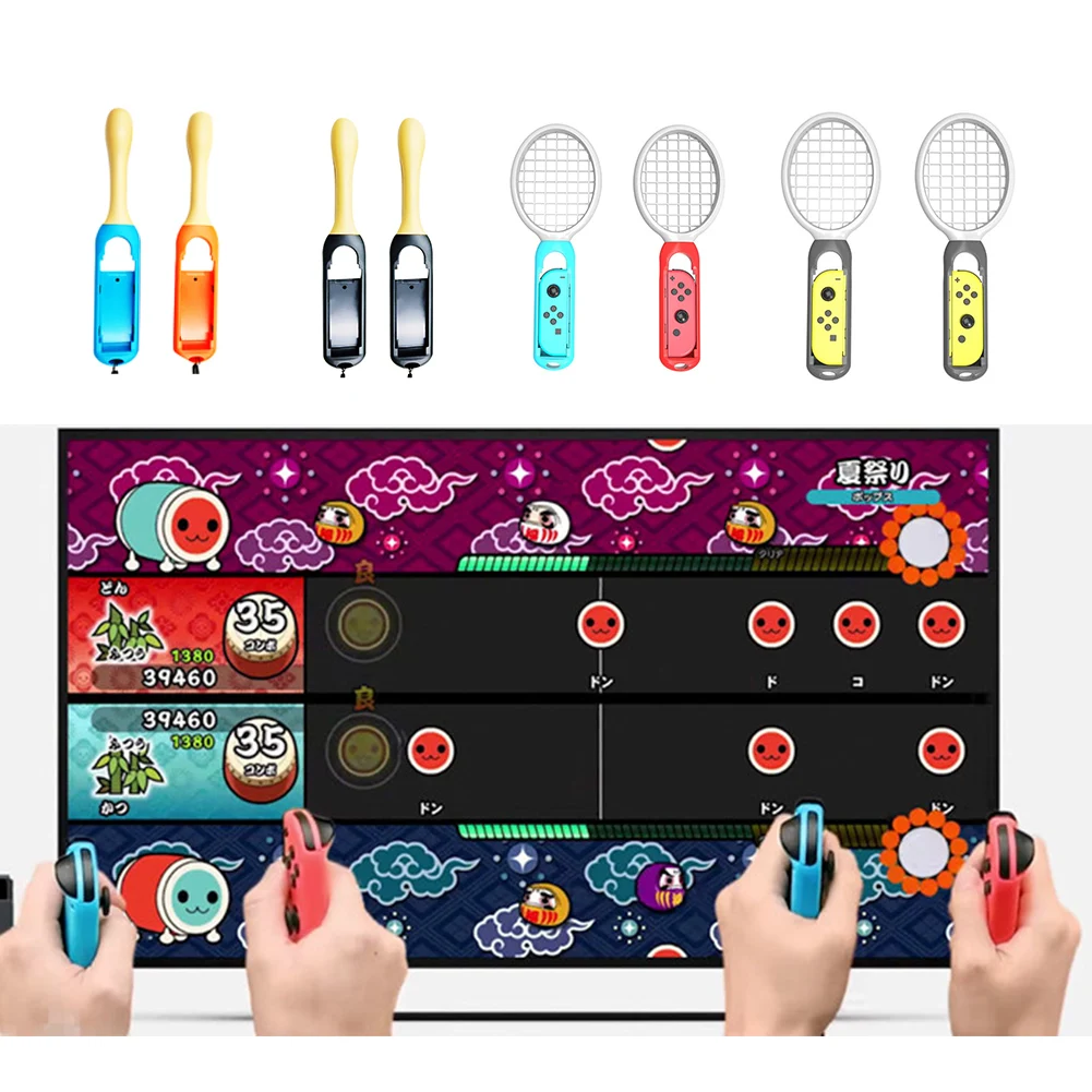 2PCS Professional Durable Game Funny Drummer Accessories Portable Drumstick Tennis Racket For Nintendo Switch Joy-Con Controller | Спорт и