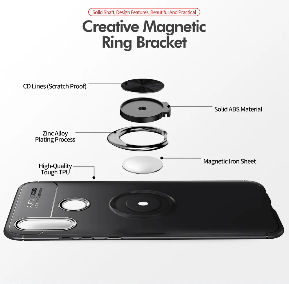 MAKAVO для huawei P Smart Z чехол с кольцом и пряжкой матовый Мягкий силиконовый чехол-накладка для huawei P Smart чехол для телефона