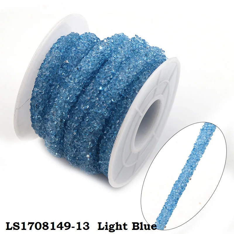 light blue 1 ярд, цветные полимерные полые Стразы для шлангов, шнур для браслетов DIY, аксессуары для ювелирных изделий, вечерние украшения для рукоделия - Цвет: light blue
