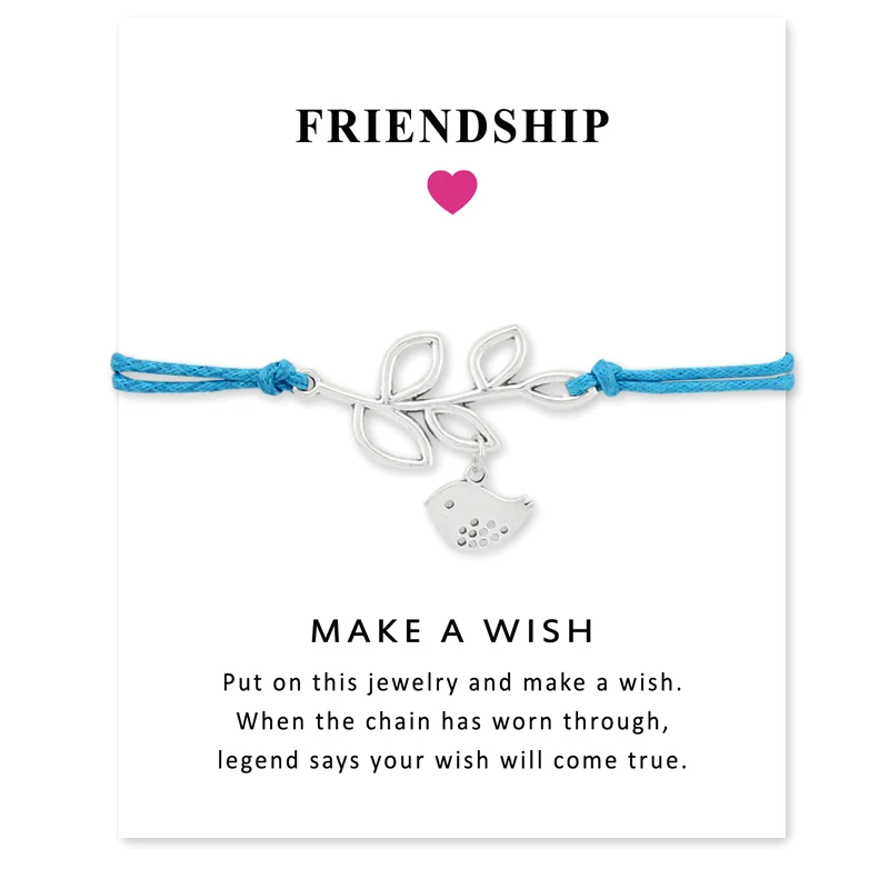 Серебряные птицы ветки Совы Swallows Браслеты регулируемые браслеты желаний с