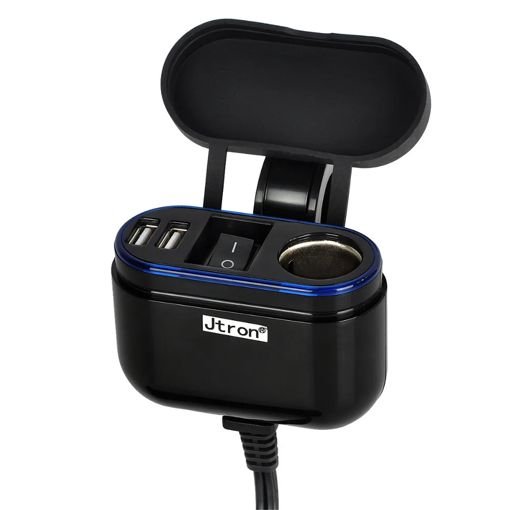 12 V-24 V автомобильный прикуриватель с выключателем светодиодный двойной USB Зарядное устройство адаптер обнаружения для телефона MP3 DVR аксессуары