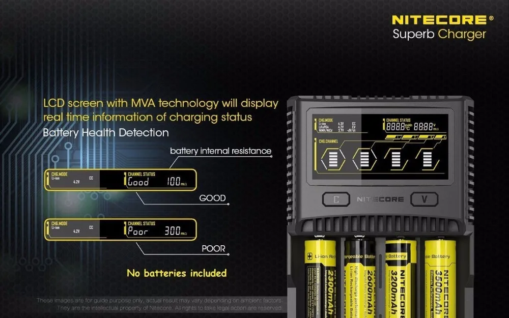 Зарядное устройство Nitecore SC4 с ЖК дисплеем USB быстрая интеллектуальная зарядка