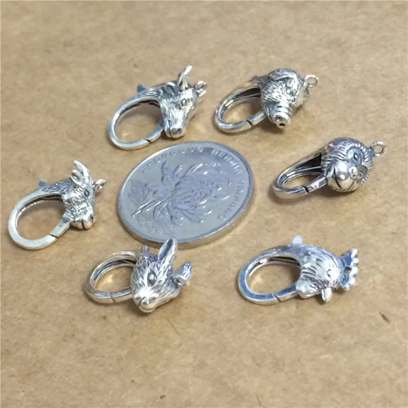 Женская серебряная застежка-карабин в виде животного китайская фотография