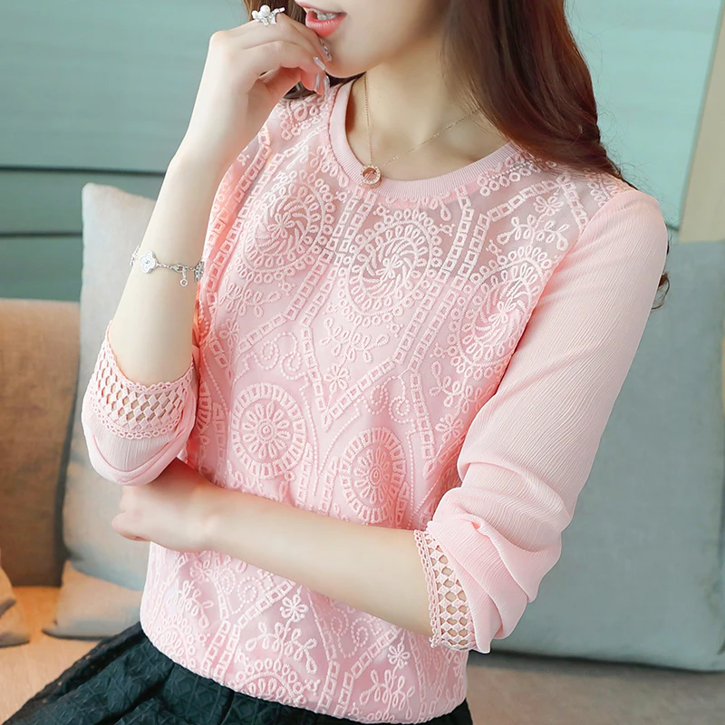 женские топы розовые кружевные рубашки Blusas Camisa Летняя рубашка осень 2019 Новая