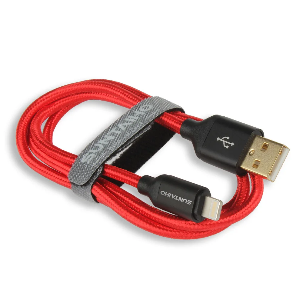USB кабель для iPhone 8 Plus 7 Suntaiho позолоченный Fever нейлон быстрая зарядка дата lighttig X