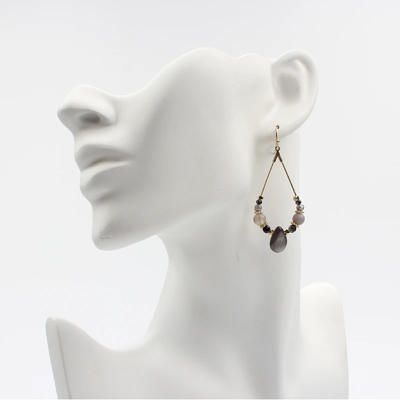 2019 HongDie Мода воды этнические сережки в виде капелек Стиль кристалл Серый серьги