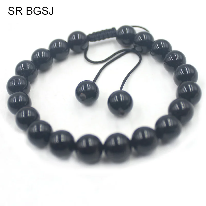 Free Shipping 6mm 8mm 10mm Women Jewelry Genuine Gem Stone Adjustable Yoga Boho Black Tourmaline Bracelet 7&quot 7.5&quot 8&quot|black tourmaline