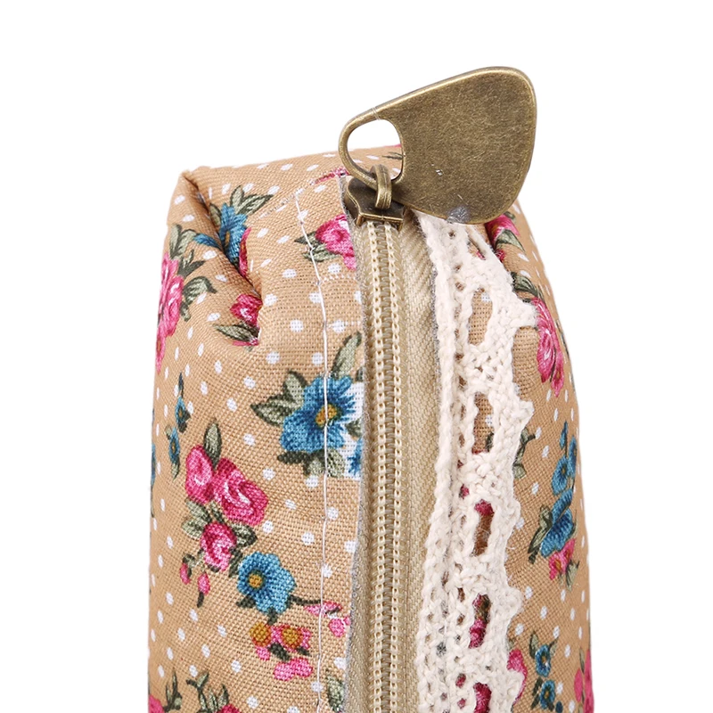 

New Fashion Cute Slim Mini Cosmetic Bag Mini Retro Flower Print Case Makeup Pouch Purse Cosmetic Cases Coin Bag Estojo Escolar