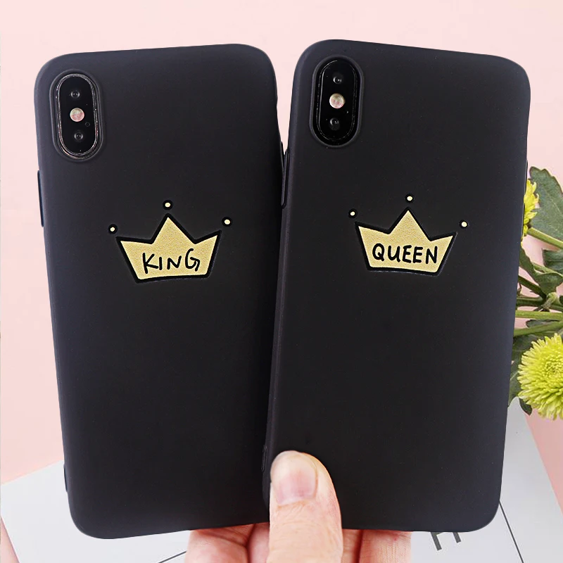 Чехлы для телефонов King queen Crown IPhone X XS MAX XR 8 7 6 S Plus мягкий силиконовый чехол