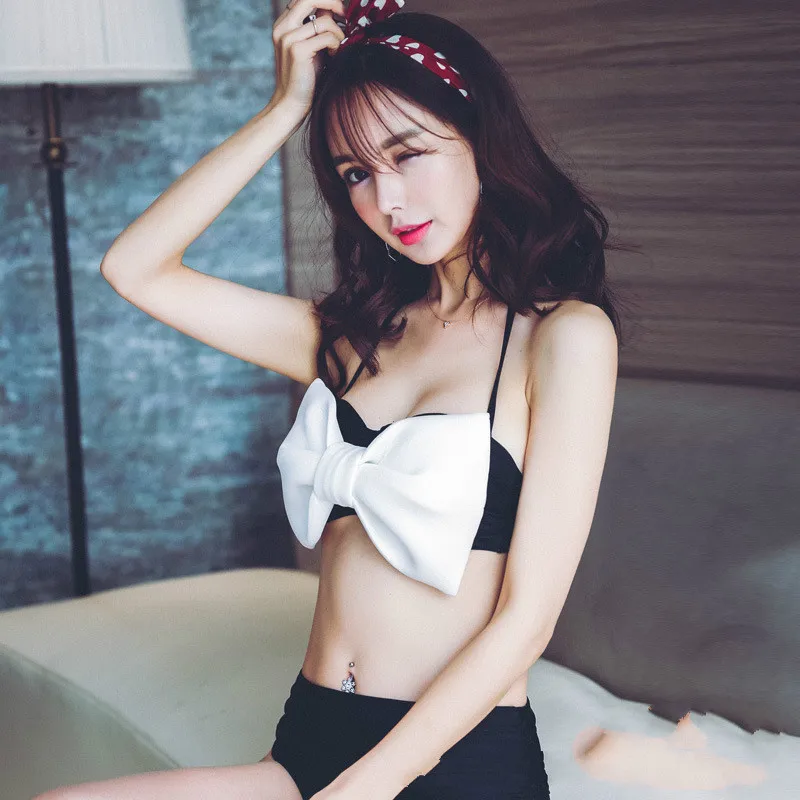 Японский вторичный аромат черный и белый МИККИ милый трехмерный бант маленькая