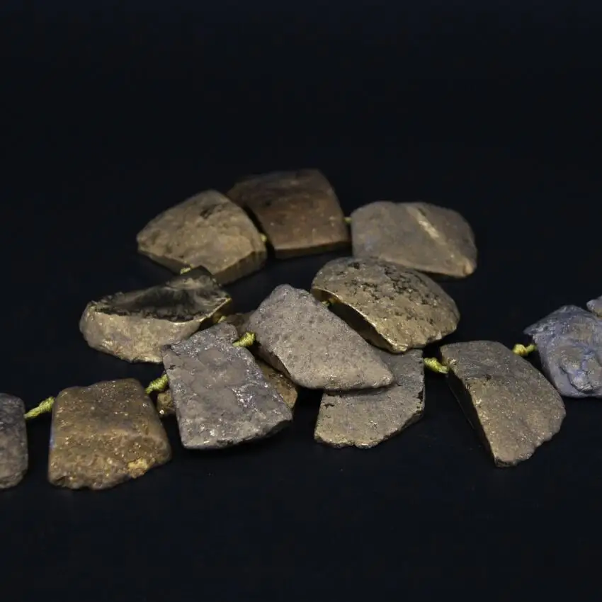 15 5 &quot/нитка из натурального агата золотого Титана верхние просверленные