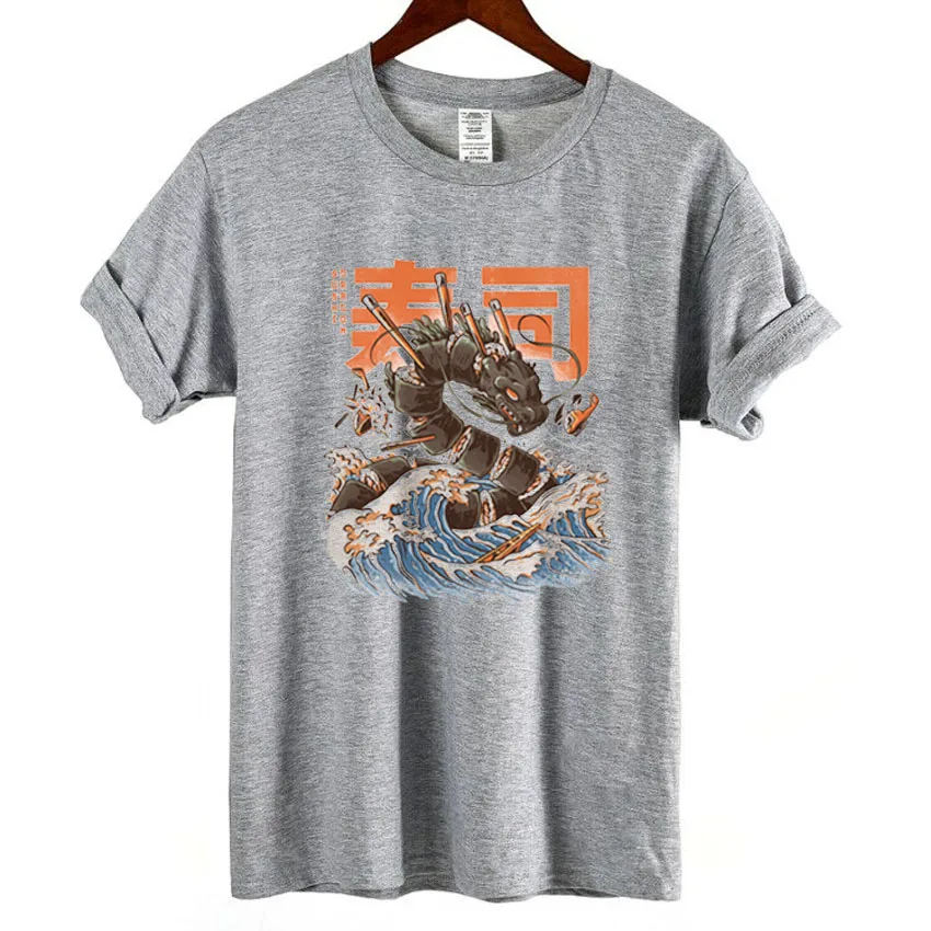 Футболка женская забавная Sushi Dragon принт Женская футболка размера плюс Camisetas Mujer