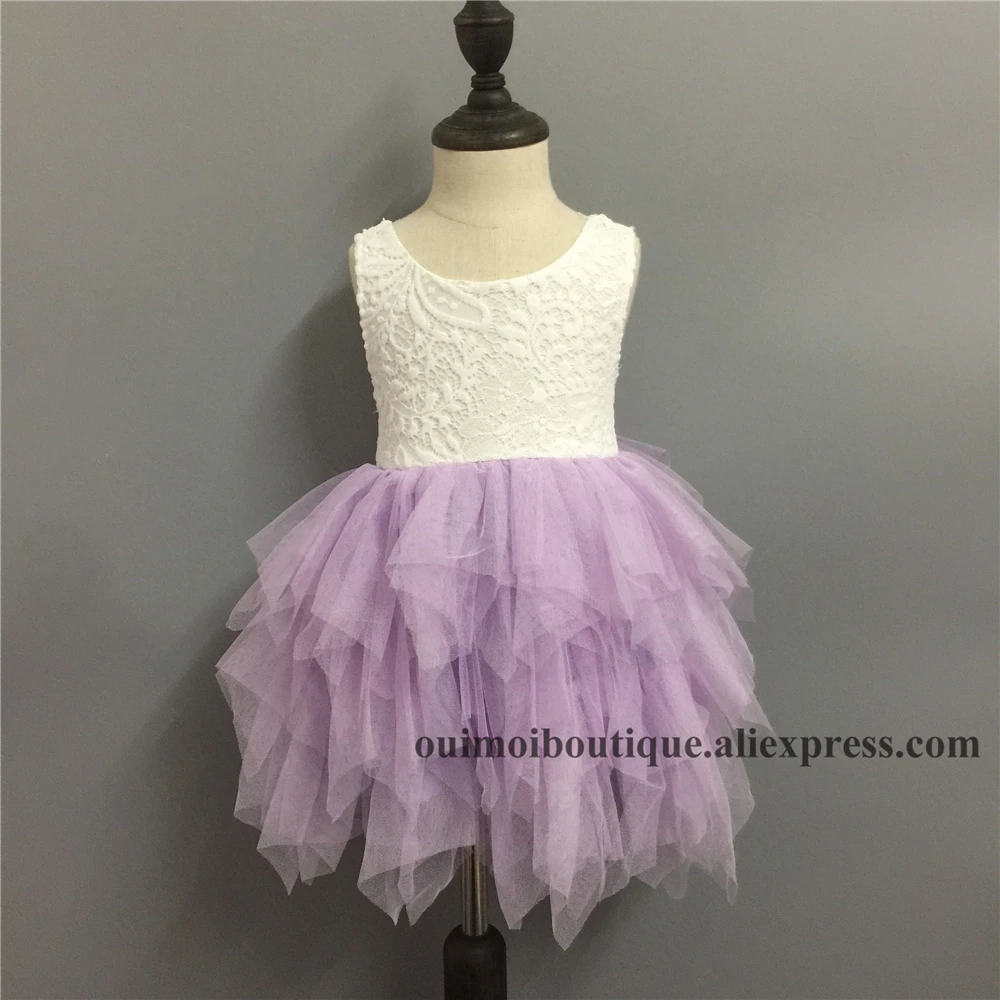 Кружевное нарядное платье с v-образным вырезом на спине для маленьких девочек