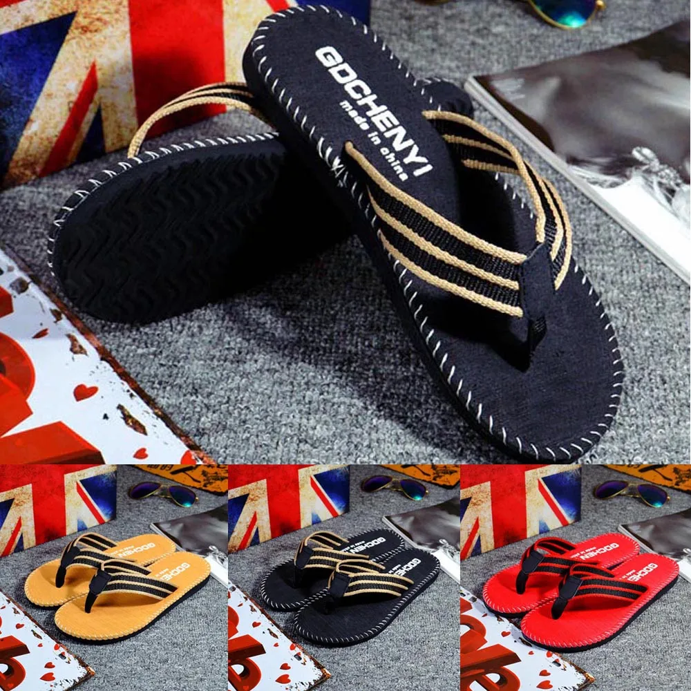 

2017 New Arrival Men Summer Stripe Flip Flops Shoes Sandals Male Slipper Fashion Beach Sandals Shoes for Men Wholesale