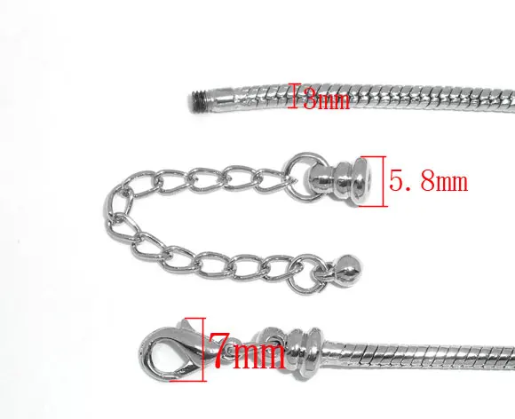 DoreenBeads 4 шт серебряный цвет Омаров застежка змея цепи браслеты подходят