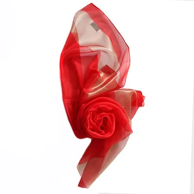 Red CoolCheer новые шелковые шарфы элегантные шелковые женские шарфы сшитые золотые шелковые шарфы длинная мягкая шаль шарф из органзы - Цвет: Red
