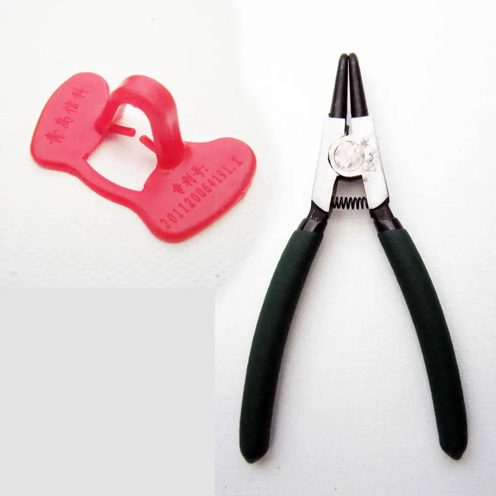 Red with tool Новинка 100 шт., красные, желтые очки без штифта, очки для курицы, глазки, очки для фазана, птицы, ослепляющие очки, плоскогубцы для защиты от клещей - Цвет: Red with tool