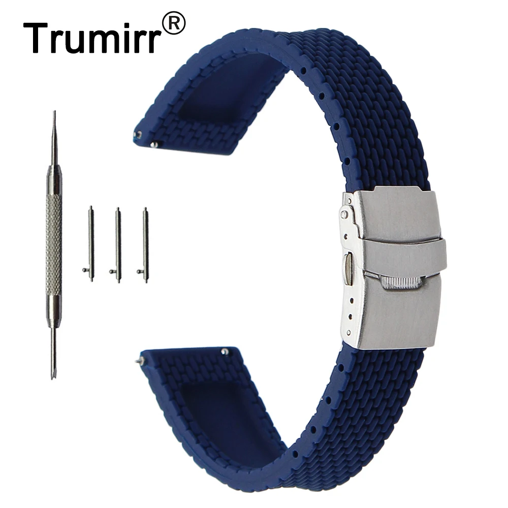 

Ремешок силиконовый для наручных часов, быстросъемный резиновый браслет для Garmin Vivomove из нержавеющей стали, с пряжкой, 20 мм, с инструментами