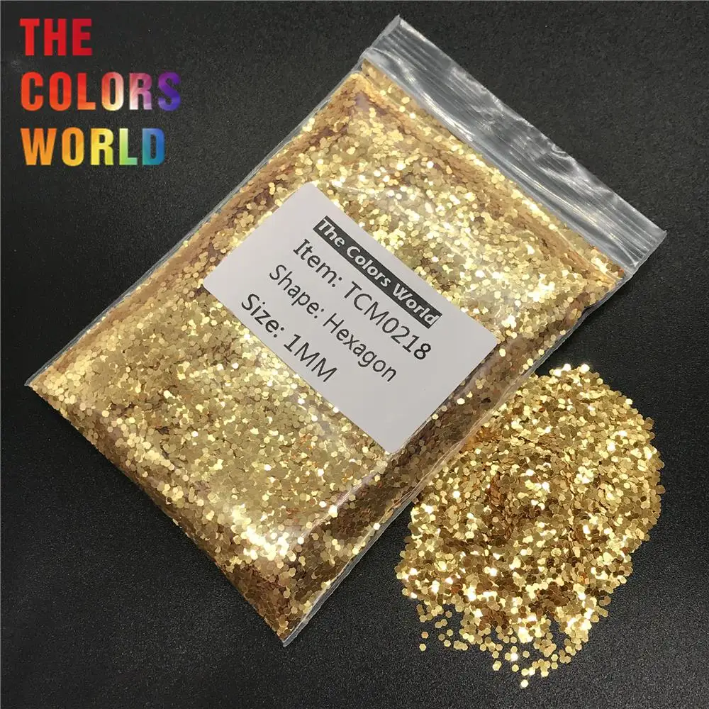TCM0218 Золотой металлический блеск гексагональной формы глиттер для ногтей, декорации искусства макияжа, росписи хной, ручной работы материал для творчества.