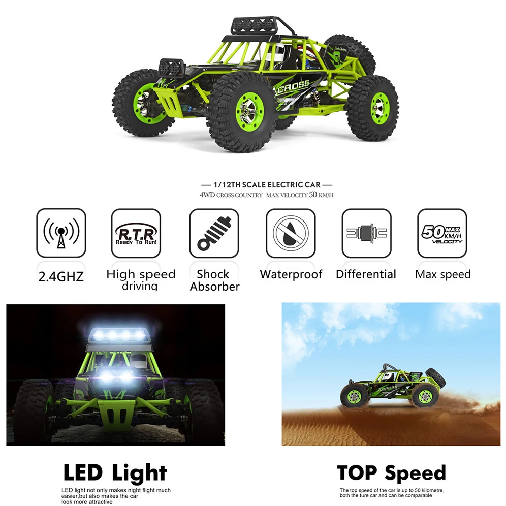 Wltoys 12428 Радиоуправляемый автомобиль 4WD 1/12 2 4G 50 км/ч высокоскоростной Дрифт