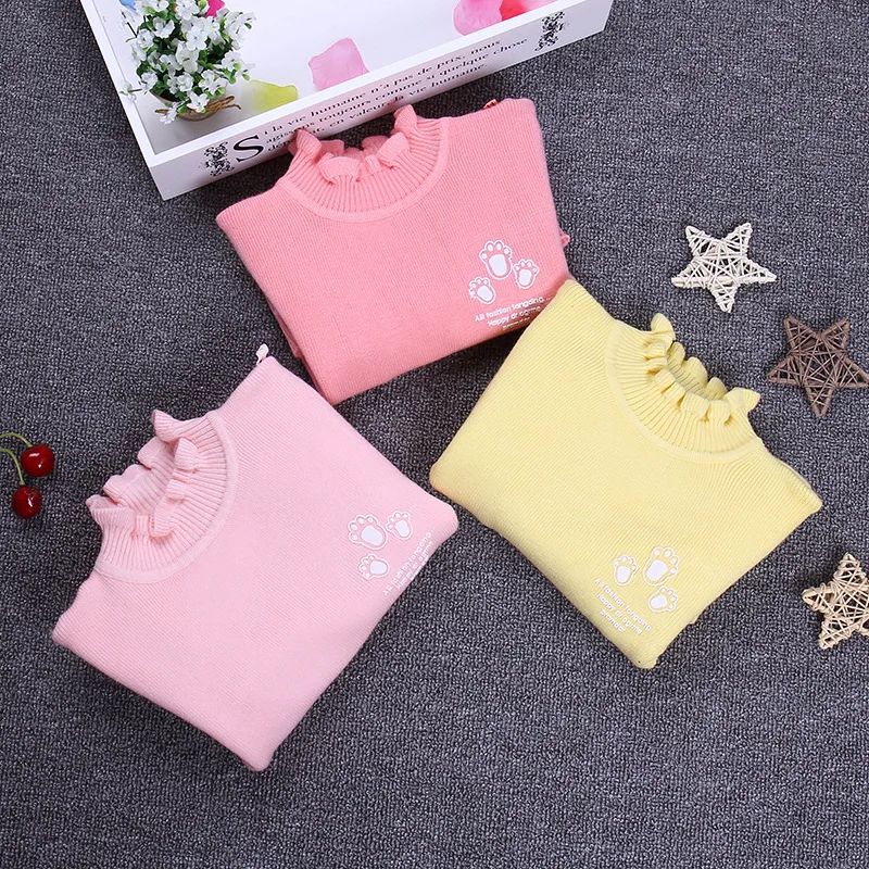 

New Autumn/Winter Girls' Sweaters Pullovers Knitwear Girl Cotton Warm Clothing Children Fashion Printing Sweaters Size 3-5 years