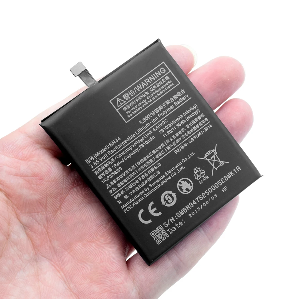 Сменная батарея BN34 для Xiaomi Mi Redmi Hongmi 5A 5 0 &quotRedrice новая телефонная 3 85 В 3000 мАч BN 34