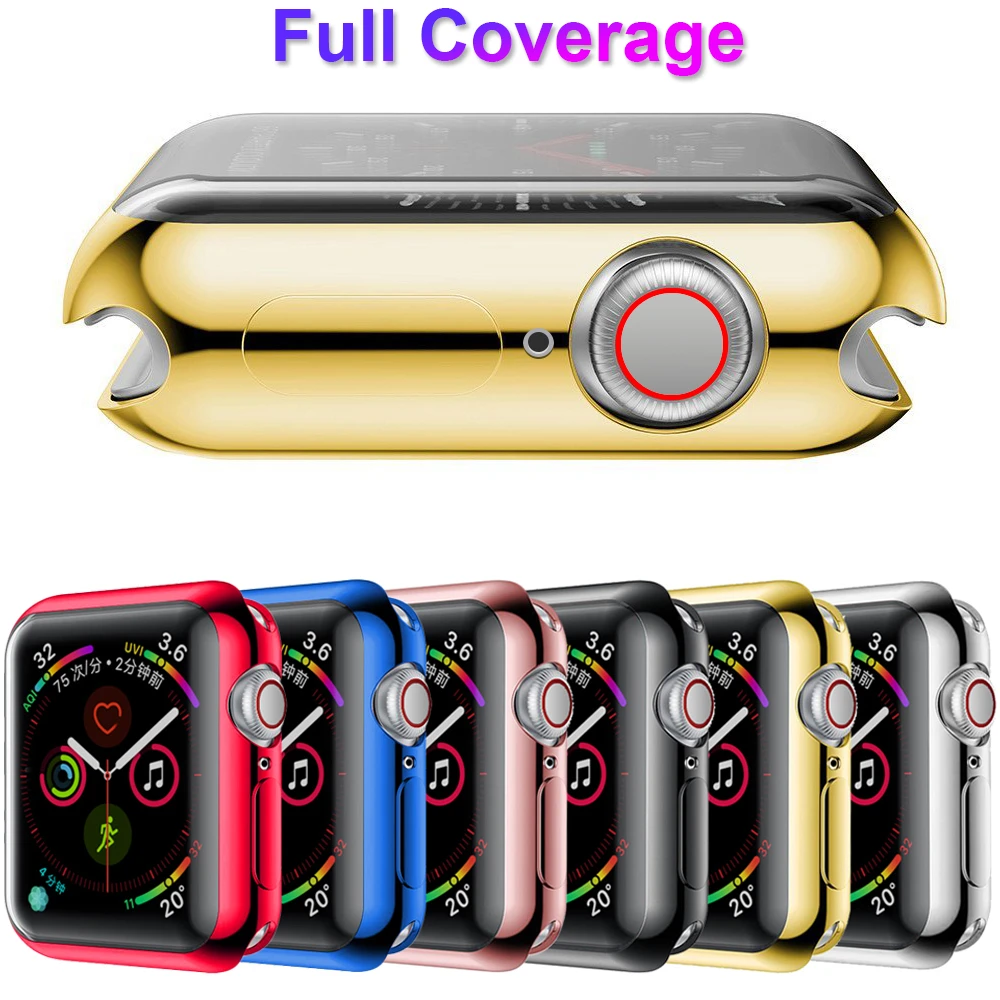 Модный 360 градусов Тонкий чехол для часов Apple Watch 3/2 42 мм 38 мм чехол мягкий прозрачный TPU протектор экрана для iWatch 4 44 мм 40 мм