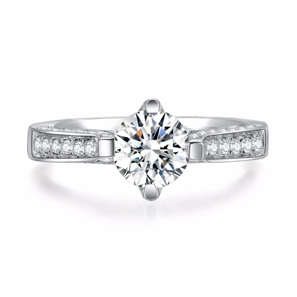 

S925 Ring Hearts and Arrows 1CT Sterling Silver Prongs Luxury Ring Vintage Jewelry White Gold NSCD Diamond Engagement Ring