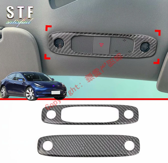 

Carbon Fiber Style Interior Lights Reading Lights Cover Trim For Tesla Model 3 2017 2018 2019