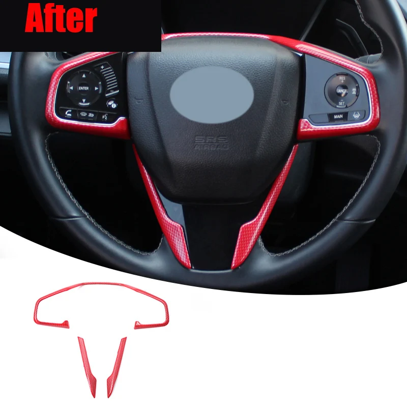 Для HONDA CIVIC 2016 2017 2018 тип R наклейка на рулевое колесо из АБС-пластика углеродного