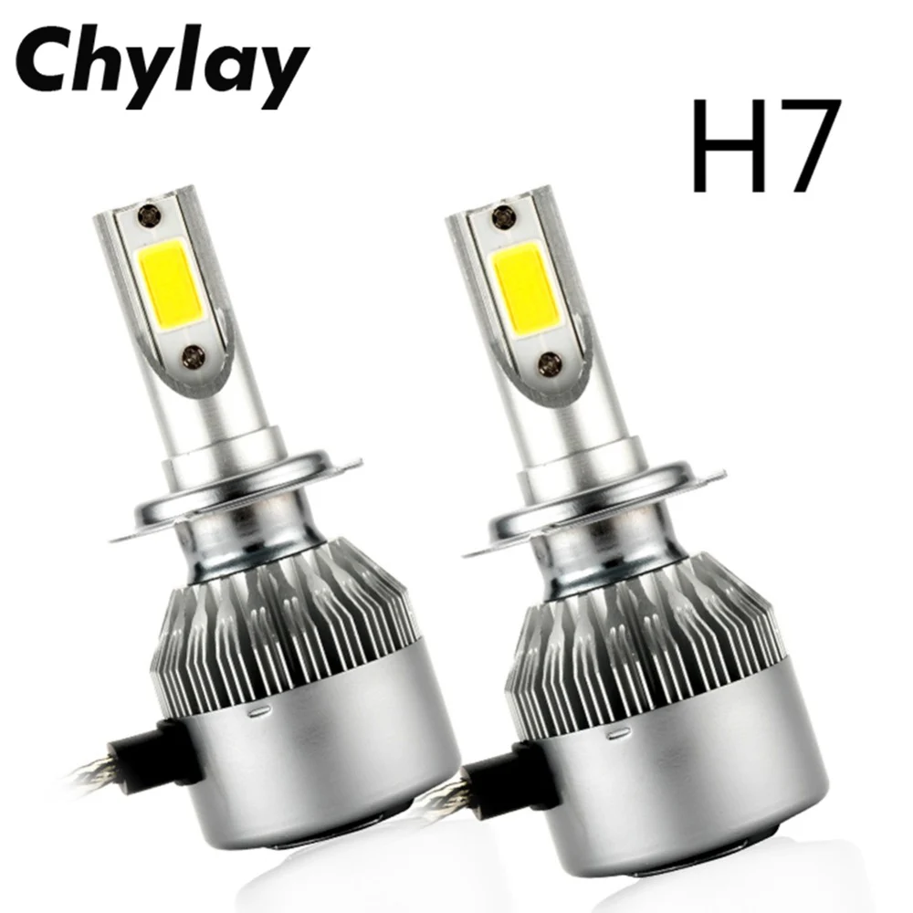 Одна пара H1 LED H7 H4 H11 H3 HB4 H8 H27 HB3 9005 9006 881 Авто C6 Автомобильные фары лампы 72 Вт 7600LM
