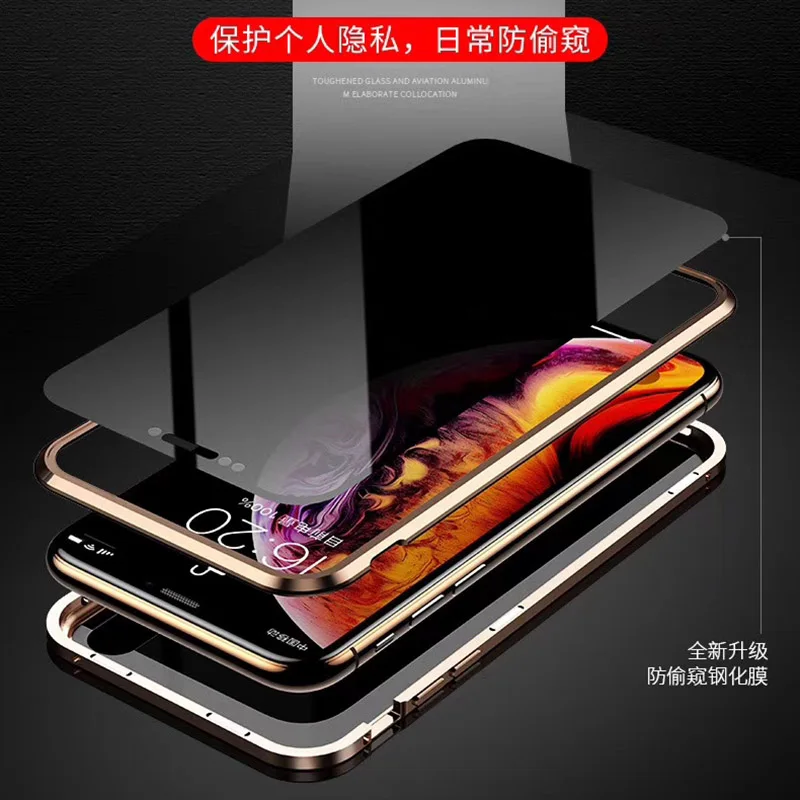 Двусторонний чехол из закаленного стекла для iPhone 11 Pro X XR XS MAX, чехол с магнитным металлическим бампером для iPhone 7 8 Plus, чехол для телефона