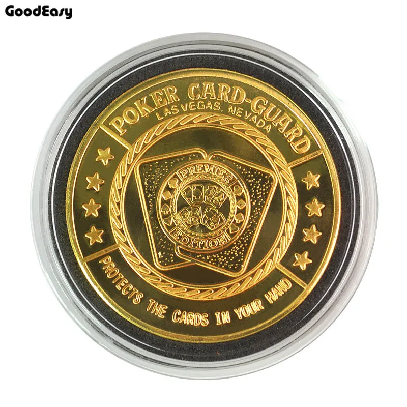 

Hot Poker Card Guard Protector Metal Token Coin with Plastic Cover Texas Poker Chip Set Dealer Skull Button Collect